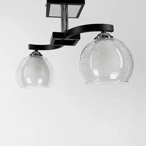 Стельова люстра в чорному корпусі на 2 подвійних плафони Line.F 51098/2 - фото 1