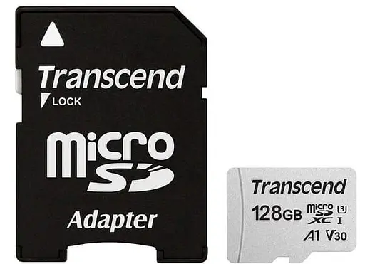 Карта памяти Transcend 128GB microSDXC UHS-I/U3 Class 10 300S A1 + SD-adapter (TS128GUSD300S-A) - фото 1