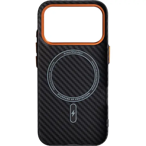 Чехол ArmorStandart LikeCarbon2 SE MagCase для Apple iPhone 17 Pro Max Black Orange (ARM89162) [156303] - фото 2