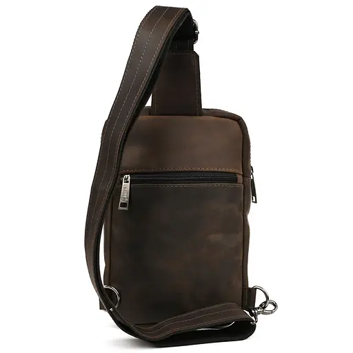 Мужской коричневый слинг из кожи крейзи хорс TARWA 27.5х18х4 см sum0028235 - фото 4