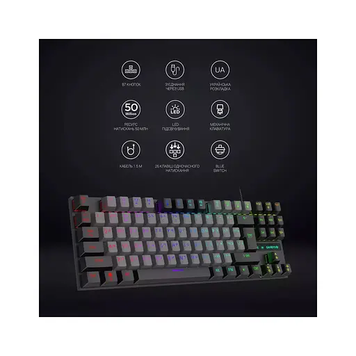 Клавіатура GamePro MK100B Blue Switch LED USB Black (MK100B) - фото 8