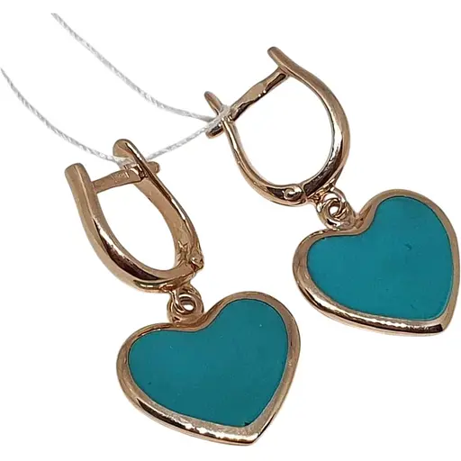 Золотые серьги-подвески Favoritum Сердечки с эмалью. 210181