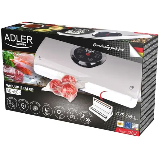 Вакууматор Adler AD 4503 для пакетов, рулонов и контейнеров / 130 Вт / 30 см / эл. управление / серый - фото 7