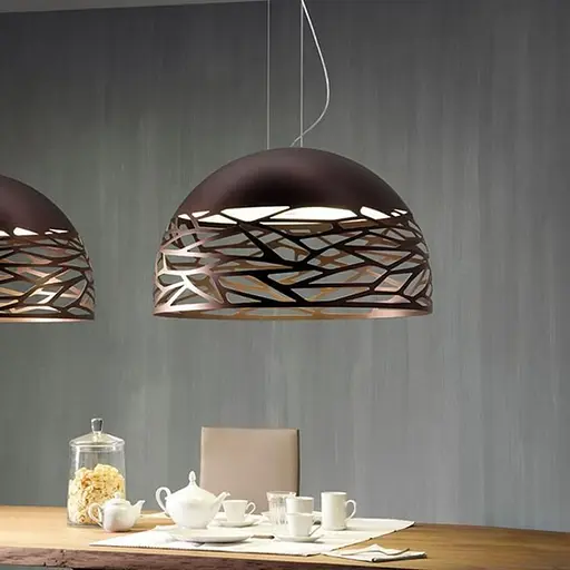 Світильник Лофт із коричневим різьбленим плафоном Ø 40 см | Арт. MJ 193-400 CF | Line F - фото 6