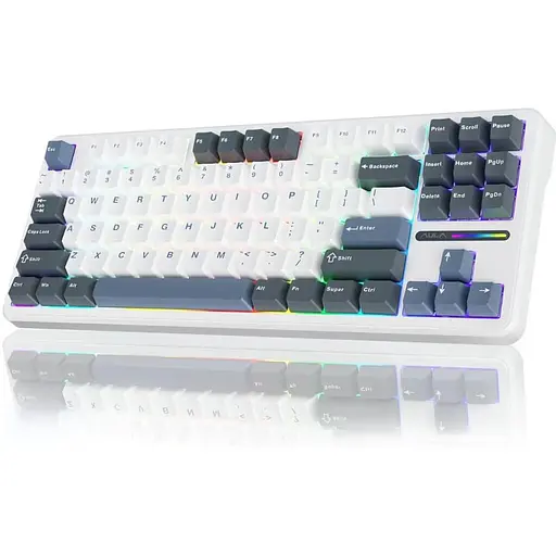 Клавіатура Aula F87 Gasket Greywood switch Hot-Swap 2.4G Wireless/BT White EN/UA (6948391208602) - фото 3