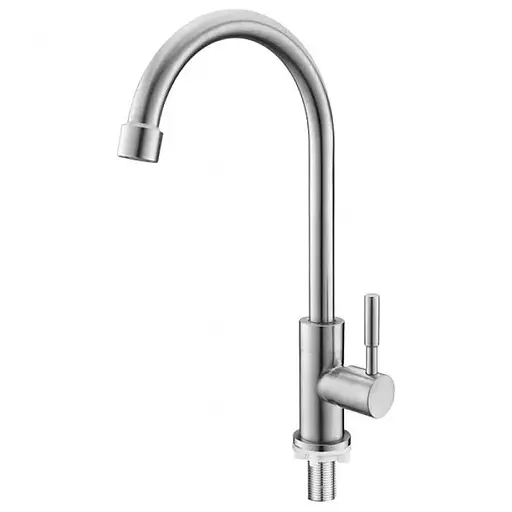 Монокран для раковини поворотний вилив нержавіюча сталь Wezer EKO14A-14 Нержавіюча сталь - фото 4