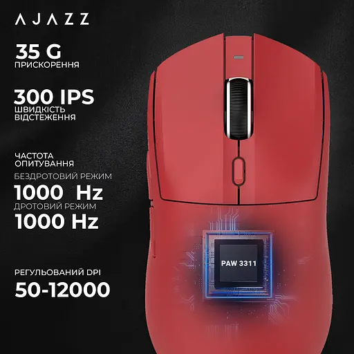 Мышь беспроводная Ajazz AJ139 V2 MC Wireless/Bluetooth/USB Red (AJ139-V2-MC-R) - фото 10