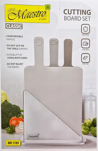 Набір обробних дощок Maestro MR-1789 на підставці 3 шт. Сірий - фото 4