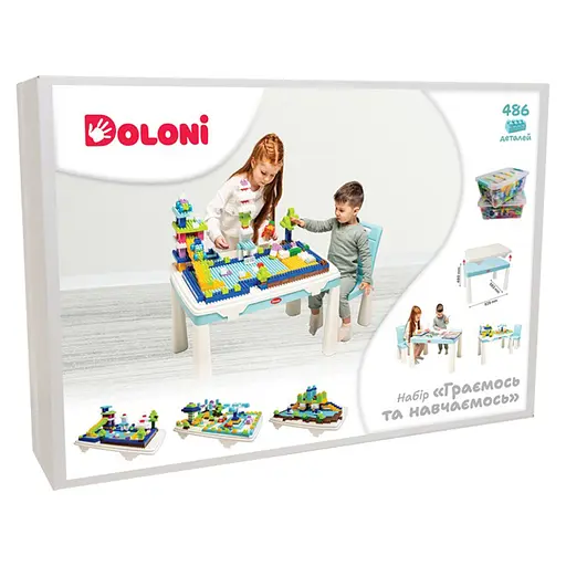 Детский набор "Играем и учимся" Doloni 04660/7 в наборе стол, стул, конструктор - фото 2