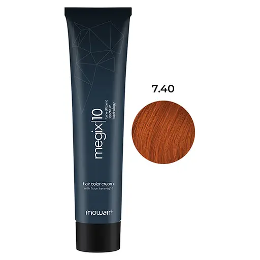 Профессиональная краска для волос с низким содержанием аммиака Megix10 Mowan 7.40 титановый блонд 100 мл - фото 1