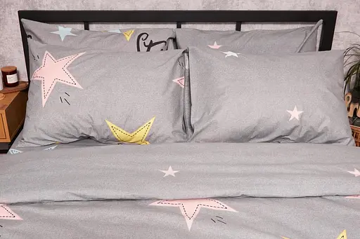 Комплект постільної білизни Moon&Star Бязь Gold Люкс Gray Stars сімейний 160х220х2 наволочки 4х50х70 - фото 2