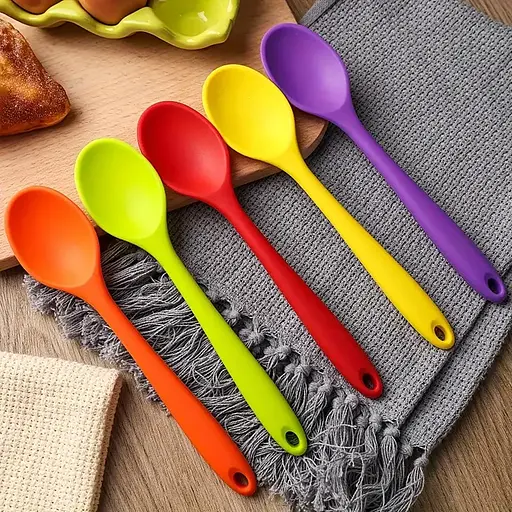 Силиконовая ложка кухонная термостойкая нейлоновая 20.5 см, Kitchen Master Красный 87412 - фото 7