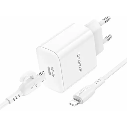 МЗП Borofone BA81A PD20W (1USB-C) + кабель Type-C to Lightning White - фото 3