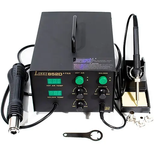 Паяльная станция Lukey 852D+ компрессорная с феном и паяльником - фото 1