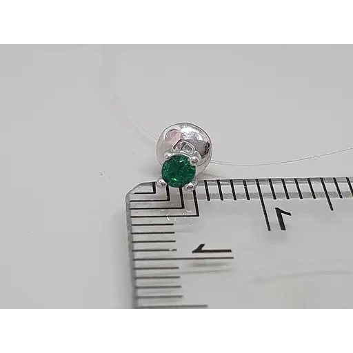 Серебряная моносерьга пуссета с фианитом. 3003.7С Зеленый - фото 5