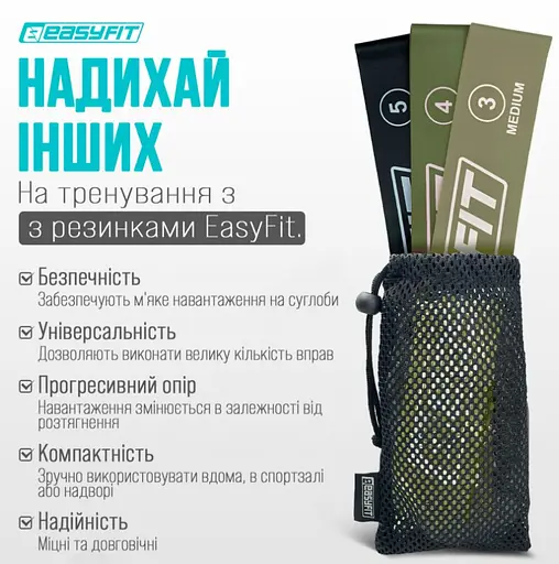 Резинки для фитнеса EasyFit MonoBand набор 3 шт. (EF-1812-GY) - фото 9