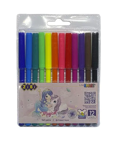 Фломастери ZiBi Smart Line Магія, 12 кольорів, 2 шт.