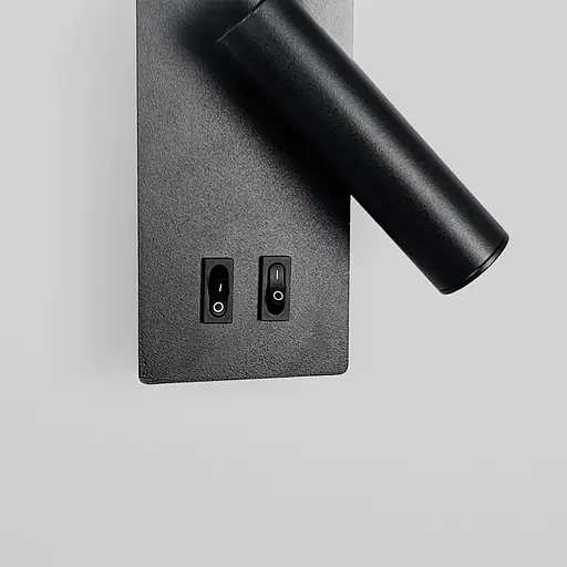 Чорне бра із спотом та верхньою підсвіткою на 2 вимикачі 24х7х13 см Line F Арт. WJ116/2 BK|BK - фото 4