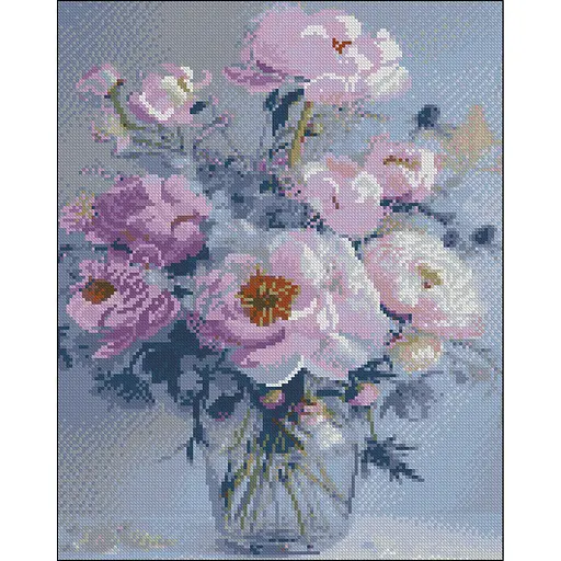 Алмазная мозаика Strateg ПРЕМИУМ Ваза с цветами без подрамника размером 40х50 см (ZAV4050-45) - фото 1