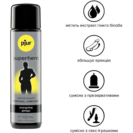 Стимулювальна змазка на водній основі Pjur SuperHero glide 100 мл - фото 2