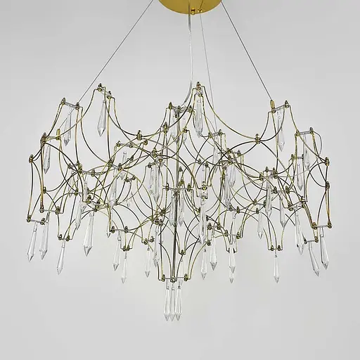 Дизайнерська невагома золота люстра із кришталем Ø 70 см | Арт. MJ203-730 Titanium | Line F - фото 2
