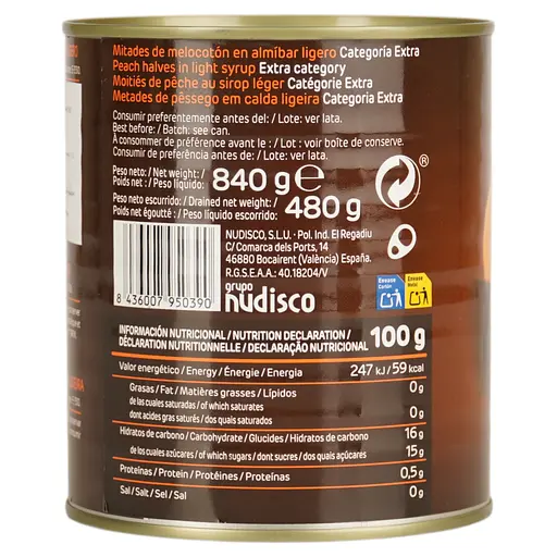Половинки персика Diamir в сиропе 840 г - фото 4