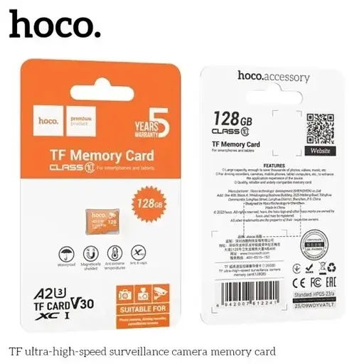 Карта памяти Hoco microSD 128 GB TF Ultra-High-Speed ​​Surveillance Camera Card (U3/V30/A2) - фото 3