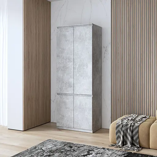 Шкаф для одежды Vays, c полками, в спальню, современный, c фасадами без ручек R-24 Бетон