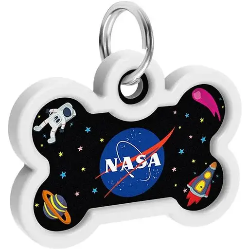 Адресник для собак и кошек Waudog Smart ID металлический с QR паспортом, рисунок "NASA" - фото 4