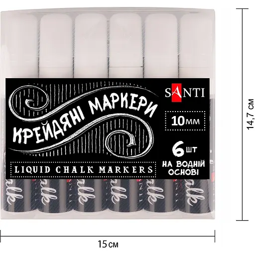 Меловой маркер Santi 10 мм 6 шт. белый (391122) - фото 3