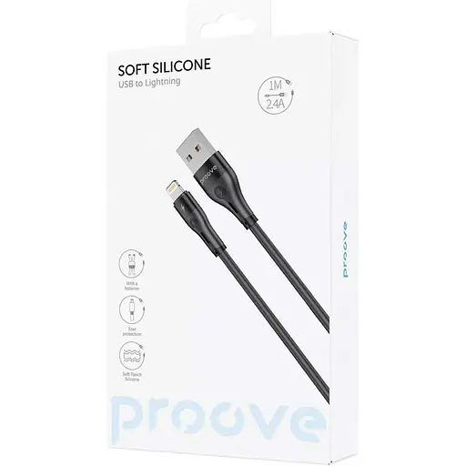 Кабель Proove Soft Silicone USB-A to Lightning 1m Black (CCSO20001101) [133328] - фото 5