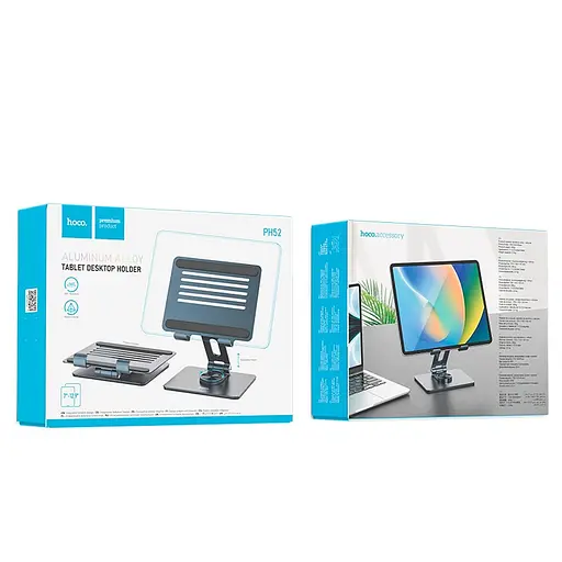 Підставка для планшета HOCO PH52 Might metal rotating tablet desktop holder Metal Gray - фото 8