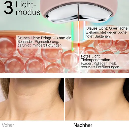 Масажер для обличчя Rosental Organics EMS Gua Sha синє, зелене та червоне світло LED - фото 2