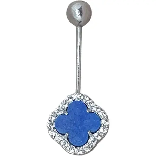 Срібна сережка для пірсингу пупка Ірій з лазуритом. 6025.3