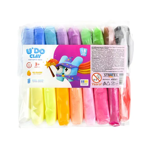 Набор для творчества с воздушной массой U’DO Clay, 41061, 18 цветов, Strateg