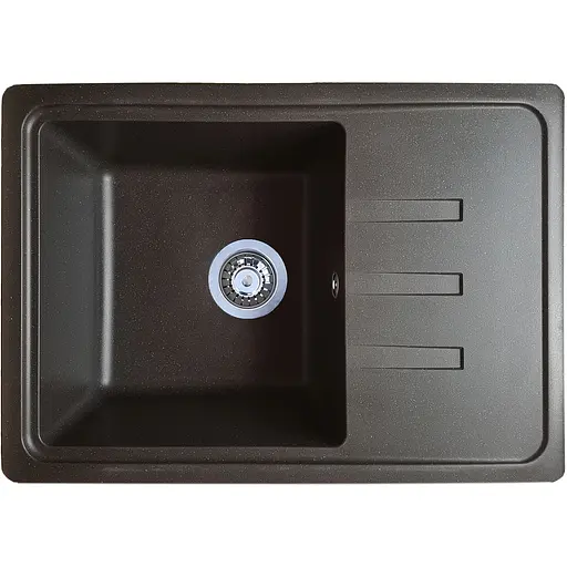 Гранітна кухонна мийка Romzha Trei 62 Antracit (902) з крилом - фото 1