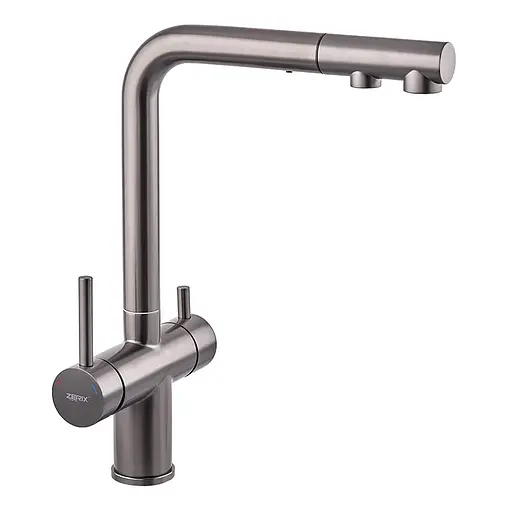 Змішувач для кухні на дві води з висувним виливом Zerix LUX-024 graphite ZX5557 Графіт - фото 1