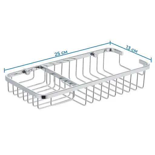 Полка-решетка с мыльницей Zerix LR337 LL1455, Хром - фото 2