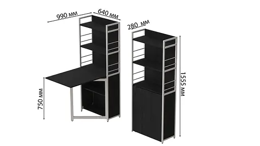Стіл книжка з етажеркою Практик 2 Ferrum-decor 1555x640x990 Білий метал ДСП Сосна Кембра 16 мм (FRD-104634) - фото 3