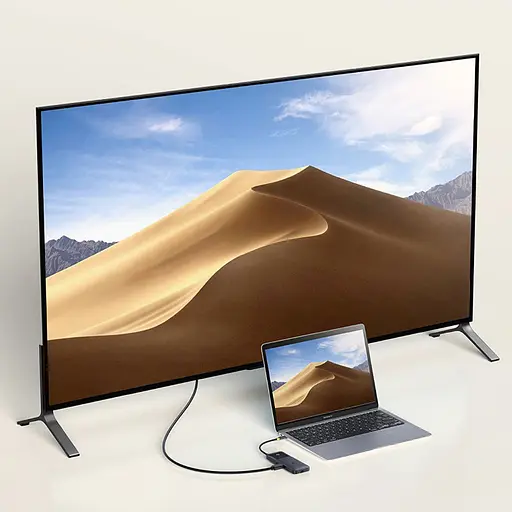 Перехідник HUB Baseus OS Dual Fast Charging 6in1 (Type-C to HDMI4K@60Hz+2xUSB-A+3xUSB-C) (B0007090) Cosmic Black - фото 4