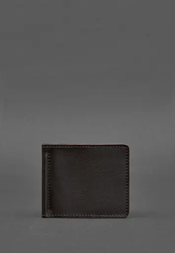 Мужской кожаный портмоне коричневый 1.0 зажим для денег - фото 2