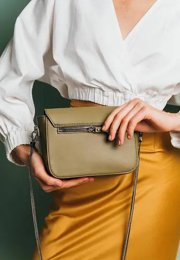 Жіноча шкіряна сумочка Yoko оливкова - фото 4