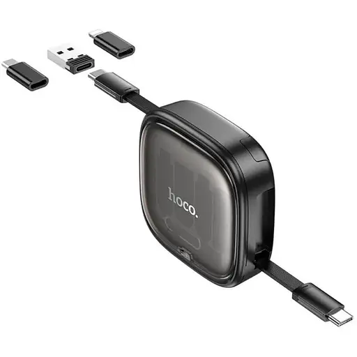 Кабель Hoco U140 Retractable charging data cable set Чорний - фото 1