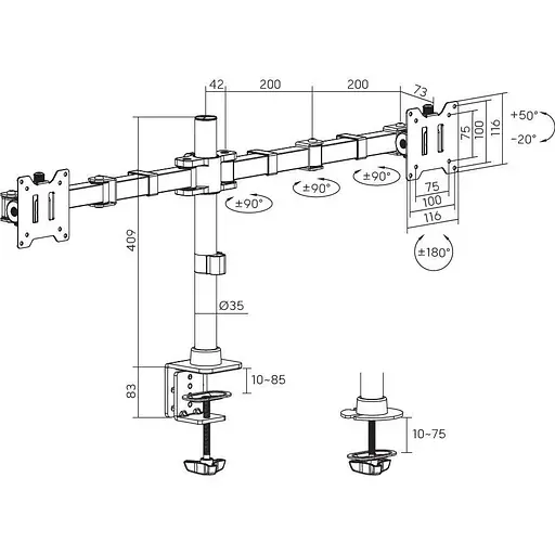 Настільне кріплення для моніторів Officepro MA112B 17 - 35` Black [148285] - фото 5