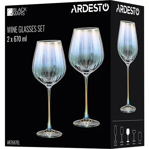 Набір келихів Ardesto Black Mars Zenith для вина 670 мл 2 шт. прозорий (AR2667EL) - фото 4