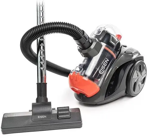 Пилосос Eisen EVC-391O ECO DESIGN, Black/Orange, 900W, контейнер, об'єм пилозбірника 2л, універсальна щітка підлога/килим; 2в1 для м'яких меблів і щілинна, 2xHEPA-фільтри, регулювання потужності на корпусі, технологія Multi-Cyclone