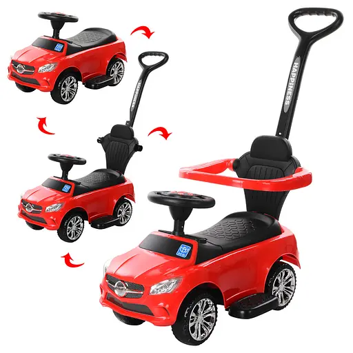 Каталка-толокар Bambi M 3503C-3 с родительской ручкой и музыкой для малыша, красная - фото 4