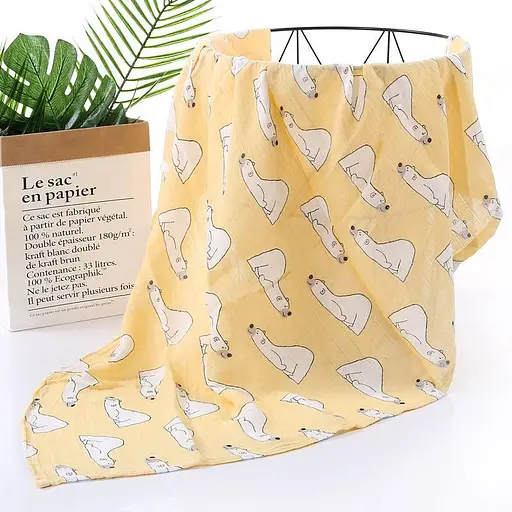 Набор муслиновых детских пеленальных одеял OldBro комплект из 2 шт. размер 100х120 см медведь/корова - фото 3