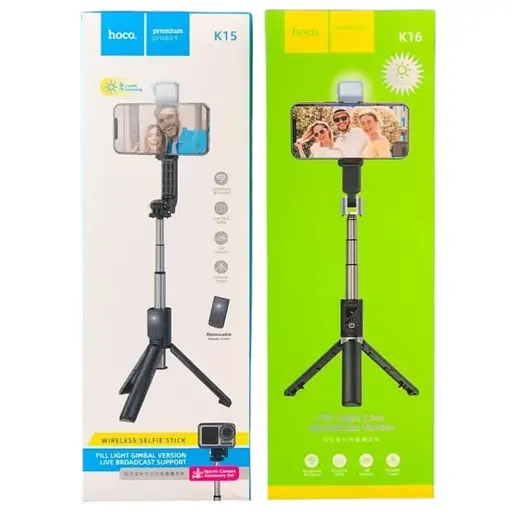 Монопод-трипод Hoco K15 LED Aluminum (с креплением для камер GoPro) 80 см - фото 1