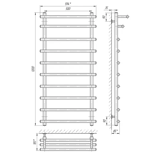 Електрична рушникосушка Laris Каскад Преміум П10 500x1200 Е 73207369 - фото 2